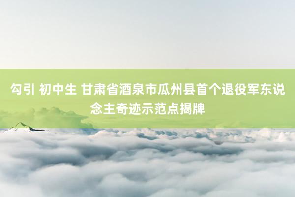 勾引 初中生 甘肃省酒泉市瓜州县首个退役军东说念主奇迹示范点揭牌