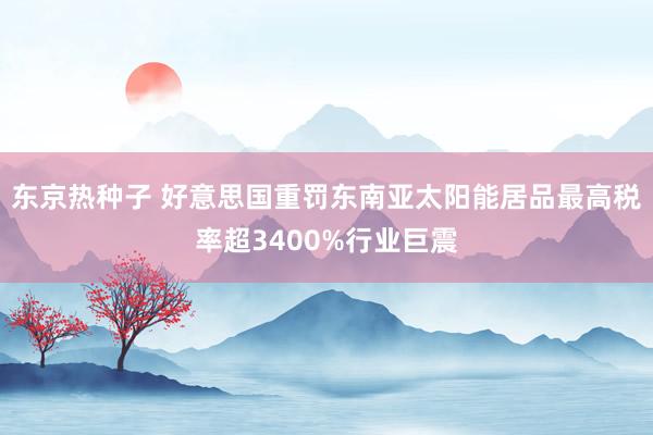 东京热种子 好意思国重罚东南亚太阳能居品最高税率超3400%行业巨震