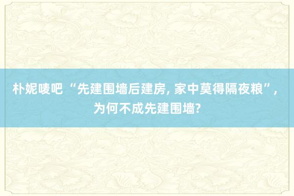 朴妮唛吧 “先建围墙后建房, 家中莫得隔夜粮”, 为何不成先建围墙?