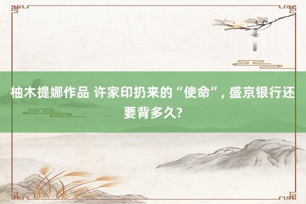 柚木提娜作品 许家印扔来的“使命”, 盛京银行还要背多久?