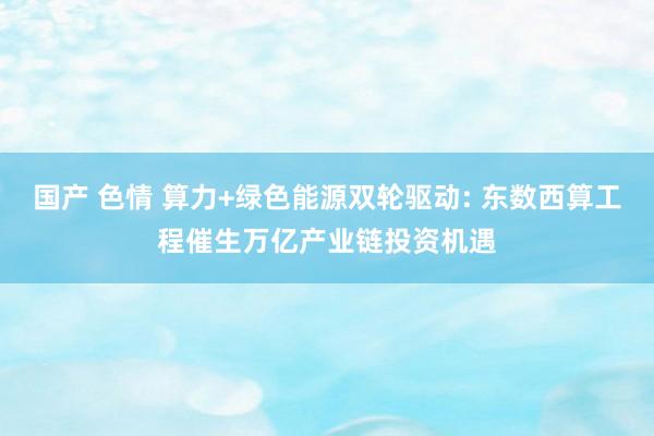 国产 色情 算力+绿色能源双轮驱动: 东数西算工程催生万亿产业链投资机遇