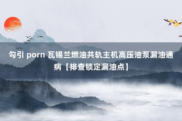 勾引 porn 瓦锡兰燃油共轨主机高压油泵漏油通病【排查锁定漏油点】