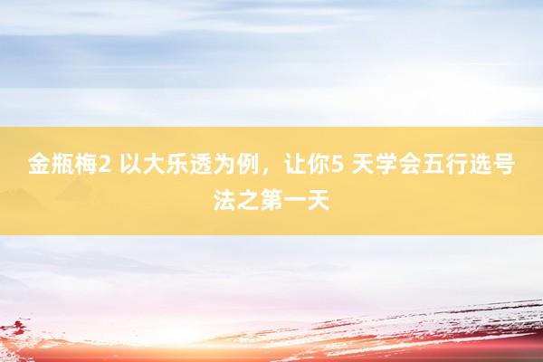金瓶梅2 以大乐透为例，让你5 天学会五行选号法之第一天