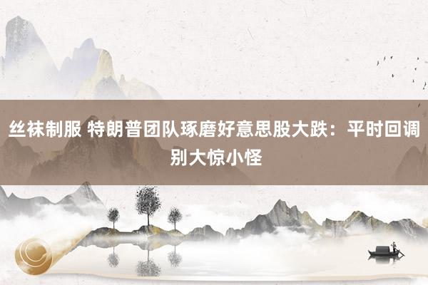 丝袜制服 特朗普团队琢磨好意思股大跌：平时回调 别大惊小怪